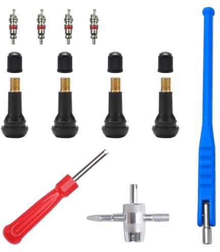 GIONAR 11 Pièces Demonte Valve Pneu, Outil de Démontage de Valve Pneu Voiture Kit de Réparation Valve Core Tire, pour Voiture Moto Extracteur Noyau Valve en Cuivre Accessoires Montage Pneus