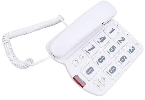 Großtastentelefon für Senioren, Schnurgebundenes Festnetztelefon mit Schnellwahl und Lautstärkeregelung für Sehbehinderte, an der Wand Montierbares Telefon für zu Hause (White)