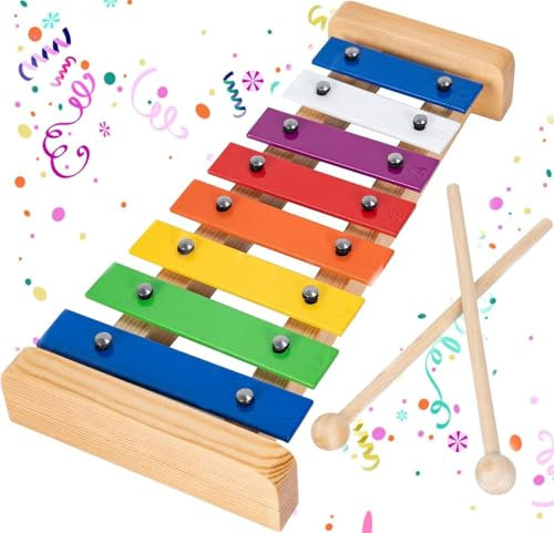 OUUTMEE Glockenspiel 8 Noten Xylophon für kinder Glockenspiel Farbenfrohe mit Mallet für den Musikunterricht Pädagogische