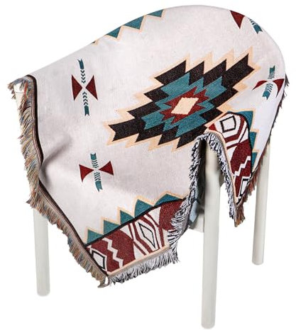 Auliuse Azteken-Navajo-Überwurfdecke, geometrisches Muster, Teppich mit Quasten, Bohemian-Stil, ethnische Überwurfdecken für Stuhl, Sofa, Couch, Bett, Tischdecke