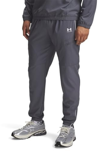 Under Armour Challenger Warm-Up Pant Pantalones de chándal Impermeables Ajustados al Tobillo, Pantalones Deportivos Largos para Entrenamiento, Atletismo y Ropa informalCastlerock / / White,LG