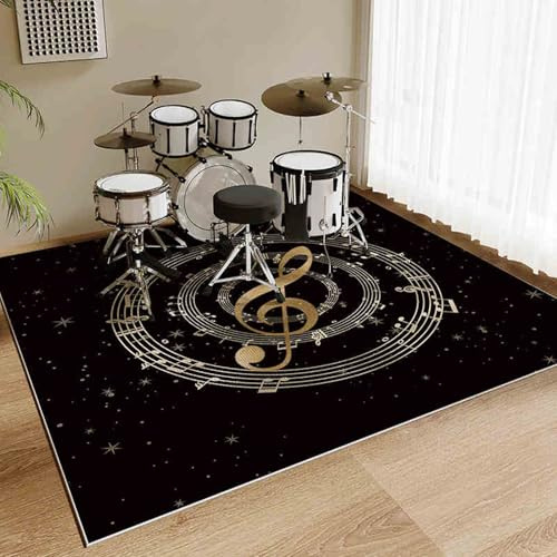 Tapis Batterie Tapis de Tambour Insonorisé Moquette Antidérapante Tapis pour Batterie Acoustique Grosse Caisse Claire Batterie électronique Kits Instruments de Musique Tapis de Sol 120 x 80 cm