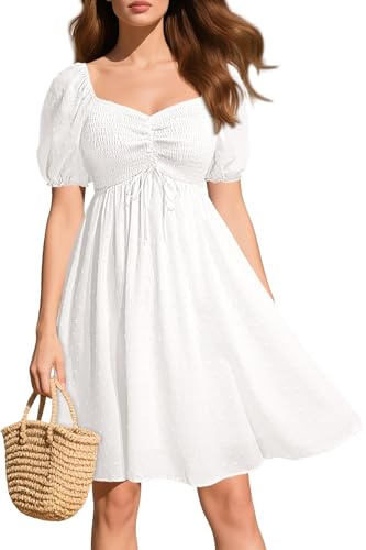 Easter Dress Women White Summer Graduation Spring Bridal Shower Casual Short Teen Juniors Swiss Dot Confirmation Dresses