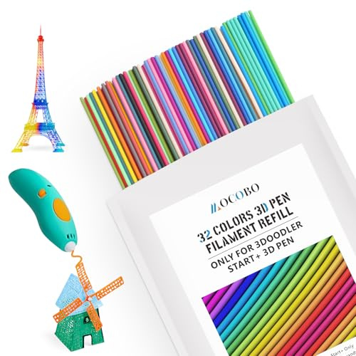 32 Colors 3D Pen Filament Refill for 3Doodler Start+ 3D Pen, Low Printing Temperature 2.5mm PCL Filament, Each Color 15cm x 5pc, Total 160pcs 2400cm (MixColor2)