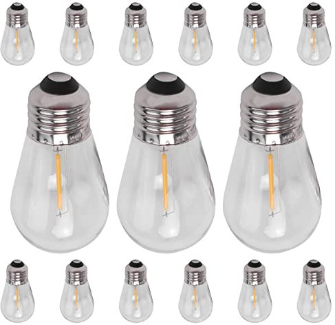 Wrtysully Confezione da 15 Lampadine di Ricambio 3V LED S14 Lampadine Infrangibili per Esterni Solari un Stringa Bianca Calda