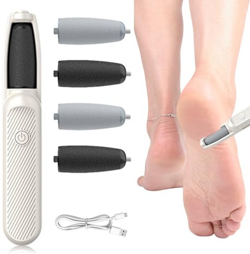 Rimozione calli elettrico per piedi, set di pedicure elettrico ricaricabile, 3 velocità con 4 lime intercambiabili per calli e calli