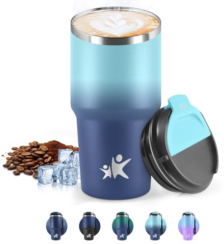 HoneyHolly Termo Cafe 600 ML, Reutilizables, Vaso Termico Cafe Antigoteo para Coche, Acero Inoxidable 304, Taza Termica Para Llevar, Termo Café Hermético para Café Frío y Caliente, Leche y Té