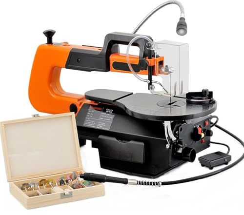 Sega a scorrimento a velocità variabile bidirezionale con tavolo regolabile e interruttore a pedale per lavorazione del legno di precisione