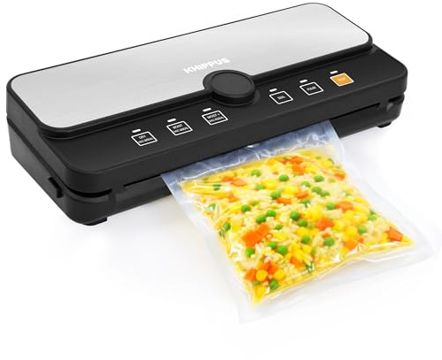 KHIPPUS KS6607BX Vacuum Sealer Machine, Dry, Moist & Liquid Modes, Powerful Suction Food Preservation System, Compact Smart Design for Fresh and Organized Kitchens
