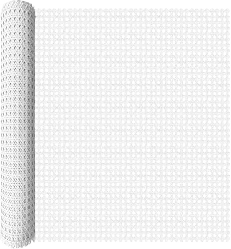 ALLINKIT Cinta de ratán de polietileno de 24 pulgadas x 6.6 pies, rollo de ratán de plástico de polietileno, hoja de ratán blanco, cincha de bastón impermeable para muebles, sillas, armarios, cesta