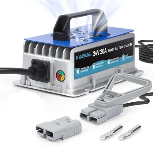 KAISAL 24V 20A Cargador de Batería Carretilla Elevadora, 24 V Cargador con Conector Anderson, Cargador de Mantenimiento Automático para 24 V Baterías de Plomo