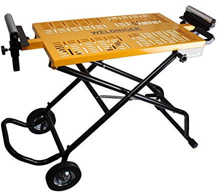 WELDINGER mobiler Kappsägetisch verstellbare Rollen zusammenklappbar (Werkbank Werktisch)