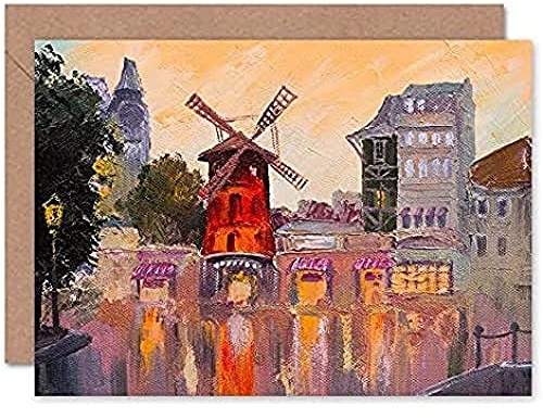 Fine Art Prints CLDT0165 Moulin Rouge Painting Greeting Card With Envelope Inside Premium Quality, red|orange|yellow|brown|beige,12.5 x 17.5 cm