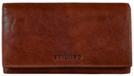 STILORD Marquesa Cartera Mujer Cuero RFID – Monedero Vintage Grande con Bloqueo NFC, Muchos Compartimentos, Regalo de Piel Auténtica Color:Brandy - marrón