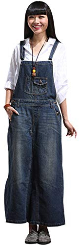 Bigassets Femmes Sans manches Denim Robe Salopette Jupe Longue à Bretelles Style 3