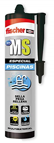 fischer - sellador, adhesivo polímero silicona blanca MS Piscinas para fugas, grietas, fisuras piscina, resistente al agua, Color Blanco (290ml)