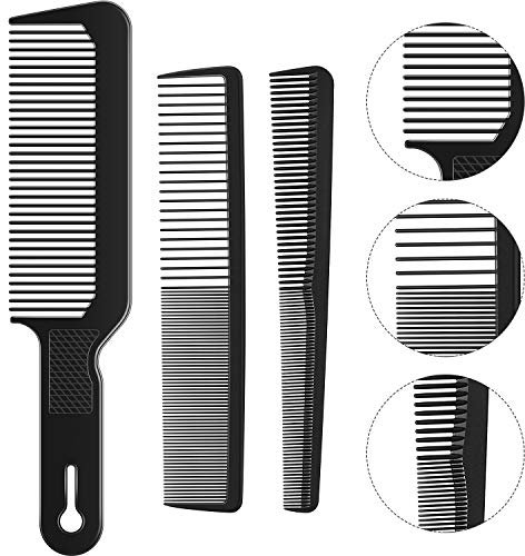 Barberology - Set di 3 pettini da barbiere da uomo, taglio conico, tagliacapelli piatto, pettine in fibra resistente al calore, per uomini e donne