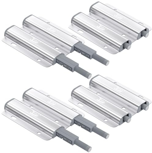 Jiayi Push Catch Metal Heavy Duty 4 Pack Double Push to Open Door Latch Touch Latches Kitchen Door Push Release Latch for Drawer Closure Door Catches Double Push Open Cabinet Hardware