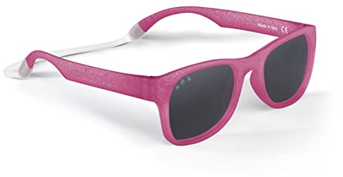 ROSHAMBO Unbreakable Baby Sunglasses with Strap BPA-free – Girls Boys 0-24 months Infants – Polarized Lens, Assembled in USA, Kelly Kapowski (Pink Glitter)