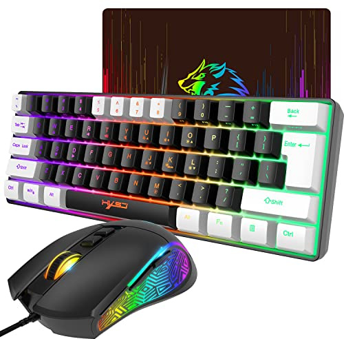 Teclado para Juegos, PS4, sensación mecánica, retroiluminado, combo de ratones RGB, USB, Negro