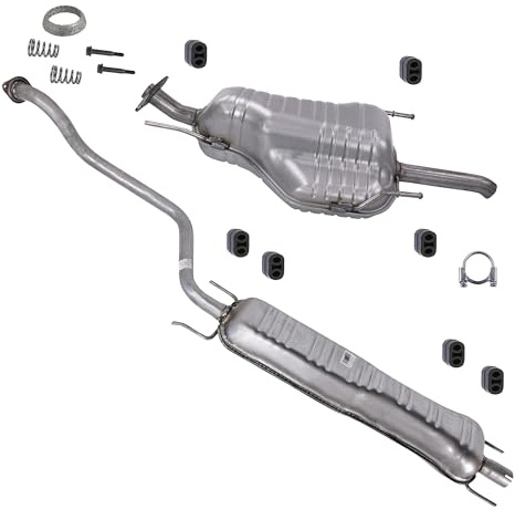 ATEC Germany Auspuff Schalldämpfer Set 1x Mittelschalldämpfer, 1x