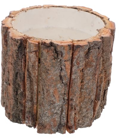 Wood Flower Pot Tree Stump Planter Artificial Plants Wood Vase Natural Flower Pot Rustic Bark Planter Farmhouse Decoration