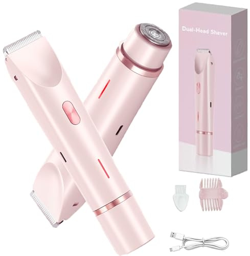 Facial Hair Removal Trimmer for Women 2 in 1 Electric Lady Shaver,Painless Womens Razor Bikini Trimmer,Cordless Wet&Dry Electric Razors,Legs Underarms Hair Rechargeable Ipx7 Waterproof Body Shaver