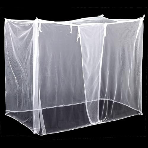 Mindsoft 4 Corners Mosquito Net for Mosquiteros para Camas Bed Canopies Netting Bed Drapes Rectangular Mosquito Mesh for Camping Home Outdoor Travel(White,L75 X W35.5 X H59 Inch,1 Opening)