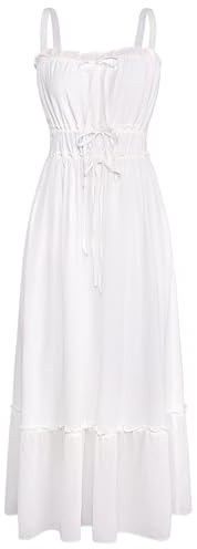 GRACE KARIN Women’s Summer Dress Casual Spaghetti Straps Elastic High Waist A-Line Maxi Dresses Sun Dresses for Beach