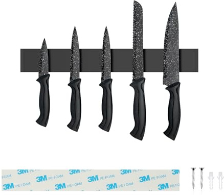 Sampoes Magnetisk Knivhållare 30 cm, knivhållare i rostfritt stål, magnetisk knivremsa, magnetlist självhäftande för knivar och redskap
