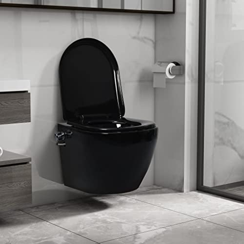 ShGaxin WC da parete senza bordi con funzione bidet ceramica nera