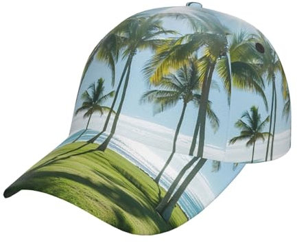 XTYGETY Palmträd tryck baseballkeps för män sol topphatt andas personlig justerbar lastbilskepsar ledig svart, Svart, one size