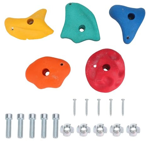 Nurnesy Sostencias de Escalada de Resina Multicolor: Formas Variadas y Esquinas Redondas para Empuñaduras de Pared de Roca Al Aire