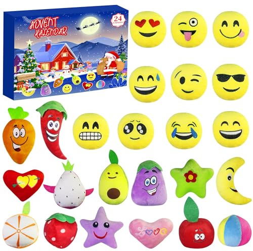 Calendrier de l'avent 2025,24 Peluches Différentes, Cadeau Noel pour Garçon et Fille, Décorations de sac à dos (Style 2)