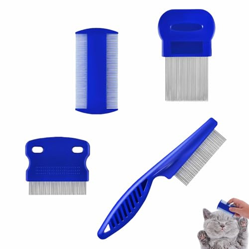 4 Pièces Peignes Anti Puces pour Chats Chiens Métal Animaux à Dents Fines