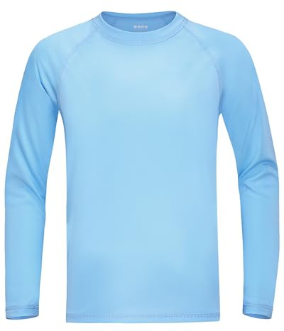 WISMBOX Kinder Jungen UV Shirt, UPF 50+ Langarm Schwimmshirt Badeshirt, Schnelltrocknend Rashguard für Schwimmen Wassersport