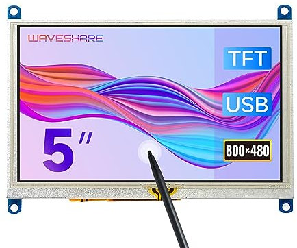 Waveshare 5 Inch Display for Raspberry Pi 4 Resistive Touchscreen HDMI LCD (G) 800 x 480 Resolution Supports All Raspberry Pi/Windows 10/8.1/8/7 PC Computer Monitor/Multi Mini-PCs/Game Console
