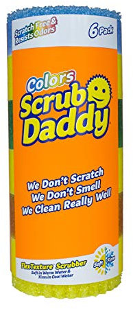 Scrub Daddy Colors Spülschwamm, Putzschwämme im Multipack - Texturveränderung, kratzfreier Schmutzradierer Schwamm für die Küche, geruchsresistent, Küchenschwamm spülmaschinenfest - 6-er Pack