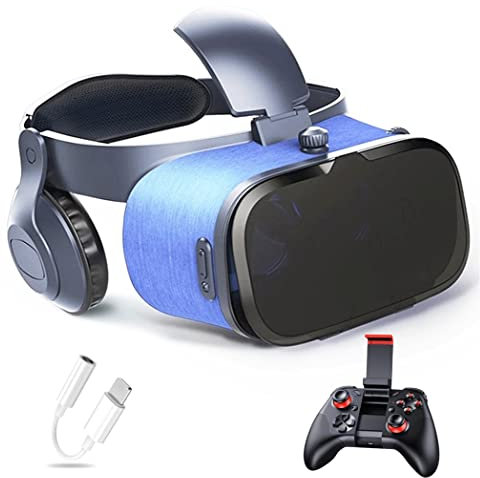 Gafas de Realidad Virtual, 3D VR Gafas con Controlador Bluetooth para Juegos Visión Panorámico VR Glasses para iPhone 13 Pro Max/13 Pro/13/12/11, para Samsung Galaxy S21, Huawei, Xiaomi