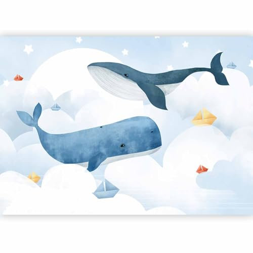 murando - Papier peint panoramique animal 300x210 cm - Revêtement mural décoration pour chambre salon cuisine - Design unique et moderne - Bleu orange - Enfants g-A-10002-a-a