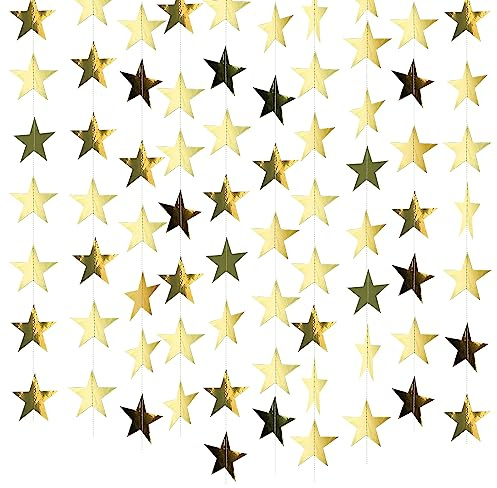 Guirnalda de papel reflectante de 15,8 m con estrellas brillantes - Decoración colgante para cumpleaños, boda, fiesta