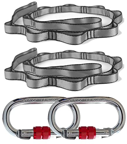 PRIOR FITNESS Set di accessori per amaca ad aria, 2 catene a margherita (22 KN/2245 kg) + 2 moschettoni in acciaio inossidabile (25 KN/2551 kg), certificato CE e SGS, resistente alla ruggine e allo