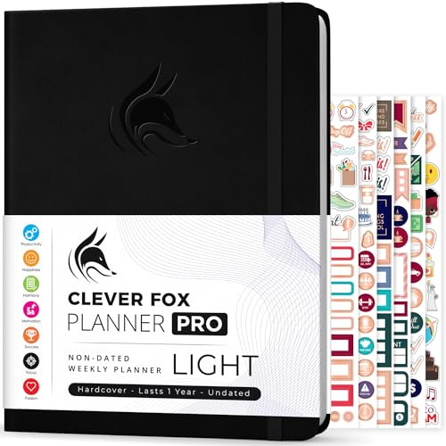Clever Fox Planner PRO Light – Weekly & Monthly Life Planner to Increase Productivity, Time Management and Hit Your Goals, 8.5x11″ (Black)