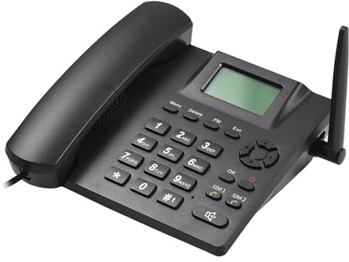 Bisofice Telefono Fisso con Sim, GSM850/900/1800/1900MHZ, Dual SIM Segnale 2G, Telefono Fisso Anziani con Funzione Registrazione, per Casa, Ufficio, Hotel