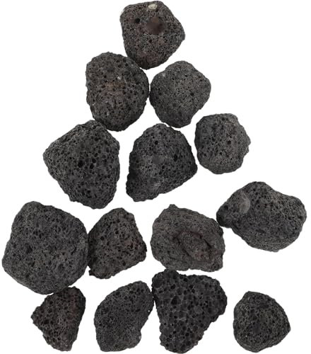 Cabilock Natural Pebbles Fire Stone Granules Volcanic Fire Pit & Gas Grills Stones Ideal for BBQ Fireplaces Pits Plants Bonsai Cultivation and Aquariums, Black ((400g/bag, varies in Size)