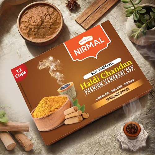 Shubhkart Premium Haldi Chandan Sambrani Dhoop Pods, Long Lasting Aroma for Prayer, Puja and Meditation, Charcoal Free Loban Burner Incense for Relaxation and Stress Relief, 12 Pods