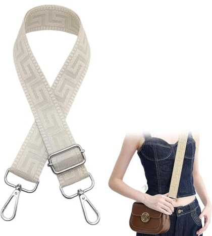 UIEXAY Correa Para Bolso Ajustable De Mujer Correa Bolsos Bandolera Con Mosquetón Plateado 3.8Cm Anchura, De Hombro Reemplazo Para Bolsos Crossbody, Beige Puro