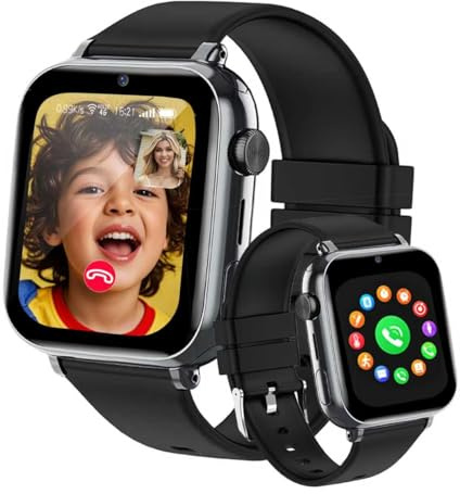 Tzzulsx 4G Kids Smartwatch with GPS Tracker, IP68 Waterproof Kids Watch with Video Calling, Phone Calls, SOS Alert, Games & School Mode -Gift for Boys & Girls