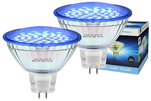 2 x 12v LED MR16 Blue 3w Low Voltage Spot light Bulb GU5.3