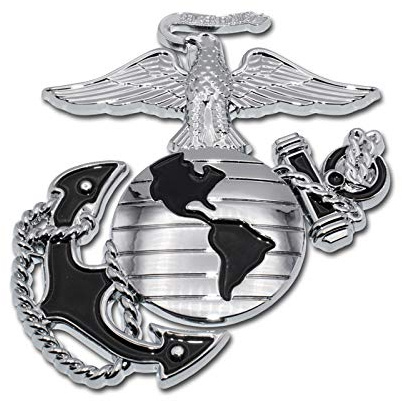 Elektroplate Officially Licensed Premium U.S. Marine Corps Eagle Globe Anchor Insignia Black/Chrome All Metal Emblem for Cars, Trucks, and All Auto | Universal Fit at 3.5 x 3.2 | Weatherproof